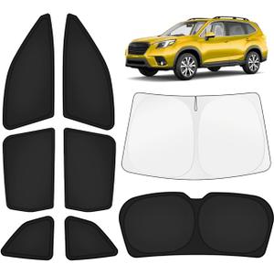 KUST Car Window Shades for Subaru Forester 2019-2024 Windshield Sun Shade Side Window Cover UV Block Privacy Protection Accessories for Camping Blackout Rear Back Full Set 8PCS