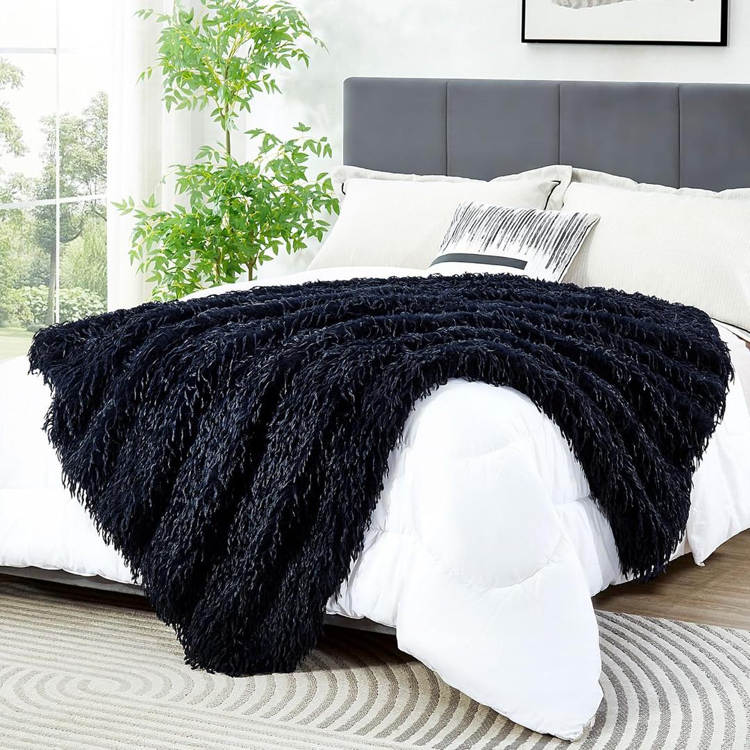 DREAMNINE Decorative Oversized 850GSM Fluffy Feather Faux Fur Throw Blanket 60" x 71", Soft Plush Long Shaggy Fuzzy Blankets, Double Sided Warm Elegant Furry Blanket for Valentine,Twin Size, Navy Blue DREAMNINE Decorative Oversized 850GSM Fluffy Feather Faux Fur Throw Blanket 60" x 71", Soft Plush Long Shaggy Fuzzy Blankets, Double Sided Warm Elegant Furry Blanket for Valentine,Twin Size, Navy Blue