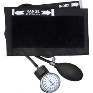 Dixie EMS Deluxe Aneroid Sphygmomanometer Blood Pressure Set W/Adult Cuff, Carrying Case and Calibration Tool - Black (1 Count (Pack of 1))