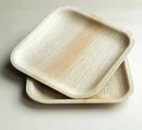 Bamboo Plates - Compostable and Grease Resistant 6 Inch Square Plates - Eco Friendly Plate is 100% Natural, Sturdy & Microwave Safe - Disposable & Biodegradable Wood