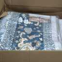 OPPODREAM Soft 10x14 Area Rugs, Washable Rugs 10x14 with Non Slip Backing, Low-Pile Faux Cashmere 10 x 14 Carpet, Navy Blue & Gold