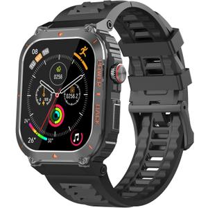 Military GPS Smart Watch for Men Pressure/Altitude/Compass,Fitness Smart Watch for Android Phones and iPhone,Outdoor Waterproof Fitness Tracker with Blood Oxygen/Heart Rate/Sleep/100+ Sport Modes (Black)