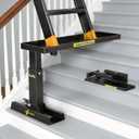 Foldable | Heavy-Duty Ladder Extender Pro, High Strength Steel Material Design Ladder Extension Pro for Stairs w/Non-Slip Mat, 11.4-18" Adjustable Height, Applicable Ladder Feet Spacing 25"