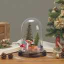 Christmas Decorations Indoor, Light Up Christmas Decor, Christmas Tree, Deer, Mushroom in Plastic Dome Cloche, Miniature Decor for Holiday Party Family Table Decoration