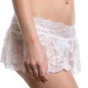 Pin Up Doll, Women's Lace Skirt, Mini Skirt for Women, Girls Short Sheer Lace Bottom, In Small Through XX-Large (Medium, White)