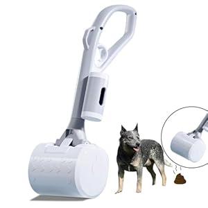 ANLIK 13" Portable Dog Poop Scooper Handheld Size for Dog, Walker Waste Picker for Small Medium Large Dogs, Pup Poop Scoop Lightweight Design with 20pcs Pet Waste Bag Attachment(Grey) 