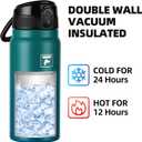 Fanhaw 20 Oz Insulated Stainless Steel Water Bottle with Chug Lid Wide Mouth, Leak-Proof, BPA-Free Ideal for Kids, Adults, Sports, Gym, and Outdoor Use (Green Blue)