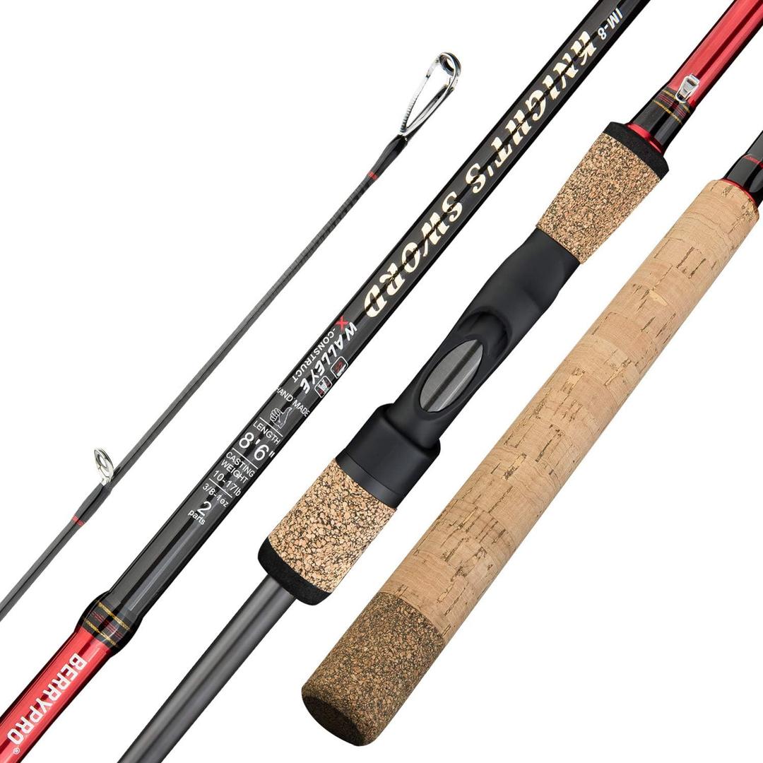 BERRYPRO Salmon & Steelhead Spinning Rod IM8 Carbon Walleye Fishing Rod (8'6'')
