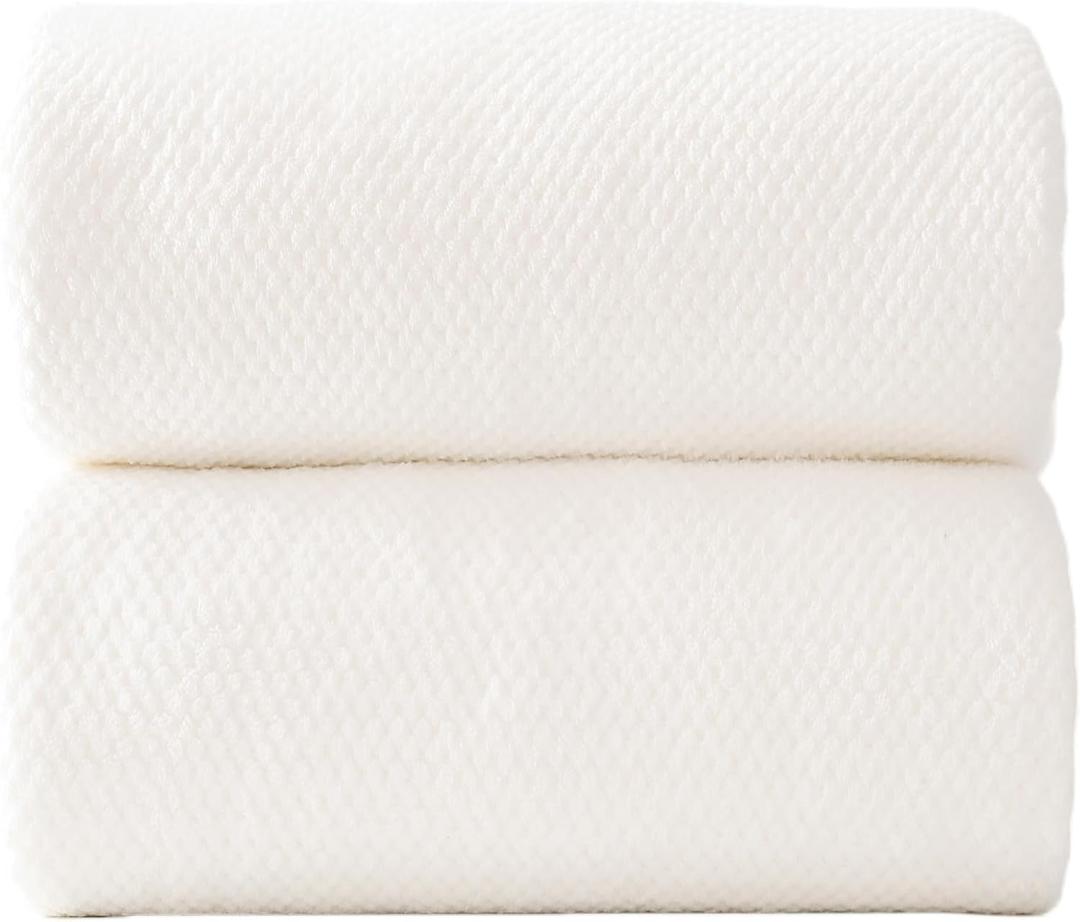 Bath Sheets 40x80 Inches Oversized Bath Towels Extra Large Super Soft Absorbent Hanging Loop Microfiber Shower Towels for Bathroom (White, 2 Pack)