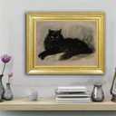 Gold Framed Vintage Dark Academia Black Cat Canvas Wall Art 8"x10"