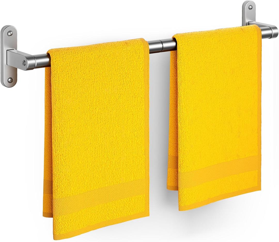 Towel Rack for Bathroom - 24" Rustproof Towel Holder, Sturdy Towel Bar Wall Mounted, Space-Saving Towel Hanger, Bathroom Accessories, Home Decor, Apparment Essentials, Bright Silver (X-Large)