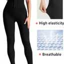 QFE High Waist Tummy Control Yoga Pants Compression Leggings for Women Black Workout Butt Lifting Gym Scrunch Waist Trainer (Black, XL)