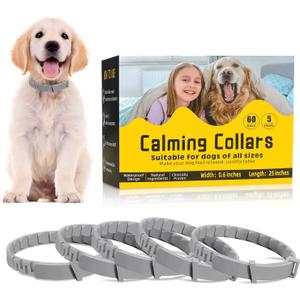 5 Pack Calming Collar for Dogs, Dog Pheromone Calm Collars Relief Anxiety Stress Separation Lasts 60 Days Relieve Bad Behavior, 25 in Size for All Small Medium and Large Dog (Gray) (Grey)