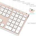 Wireless Keyboard and Mouse, Vssoplor Rechargeable Quiet Full-Size Keyboard and Mouse Combo Set Ultra Slim Design for Laptop, PC, Notebook, Desktop-White and Gold