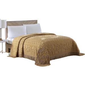 Beatrice Home Fashions Medallion Chenille Bedspread, Queen, Gold