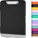 Piasoenc Clipboard with Storage, 8.5 x 11 Organization Box with Pen Holder and A4 Legal Paper Folder, Folio & Side-Opening, Low Profile Clip,for Nurses,Teachers, Size 14 x 9.6 x 1.2 in, Black