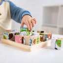 Melissa & Doug Farm Wooden Cube Puzzle with Storage Tray 6-in-1 Animal Puzzle for Toddlers and Preschoolers 16 Wooden Cubes Farm Toy for Kids Ages 3+ - FSC Certified
