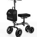 Collapsible All Terrain Knee Scooter for Adults for Foot Surgery, Adjustable Knee Walker Cart Scooters with Basket, Clearance Knee Crutchs Alternative for Broken Leg Ankle Injuries, Dual Brakes, Grey