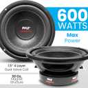 Car Vehicle Subwoofer Audio Speaker - 6.5 Non-Pressed Paper Cone, Black Plastic Basket, Dual Voice Coil 4 Ohm Impedance, 600 Watt Power, Foam Surround for Vehicle Stereo Sound System - Pyle PLPW6D