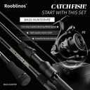 ROOBLINOS BASS Hunter Fishing Rod and Spinning Reel Combo 6.9ft Lightweight Carbon Fiber Fishing Pole Set Freshwater & Saltwater Bass Trout and Panfish Lakes Rivers Fishing
