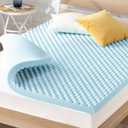 Best Price Mattress 3 Inch Egg Crate Memory Foam, Cooling Gel Infusion, King Mattress Topper, Dorm Essentials, Blue