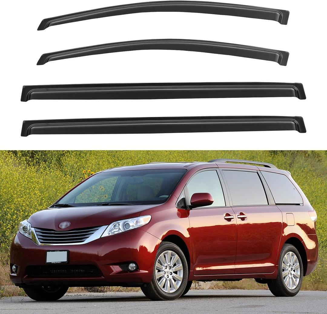 Window Visors Rain Guards for 2011-2020 Toyota Sienna | Out-Channel Window Vent Wind Deflectors Visors Shades Protectors for 11-20 Toyota Sienna