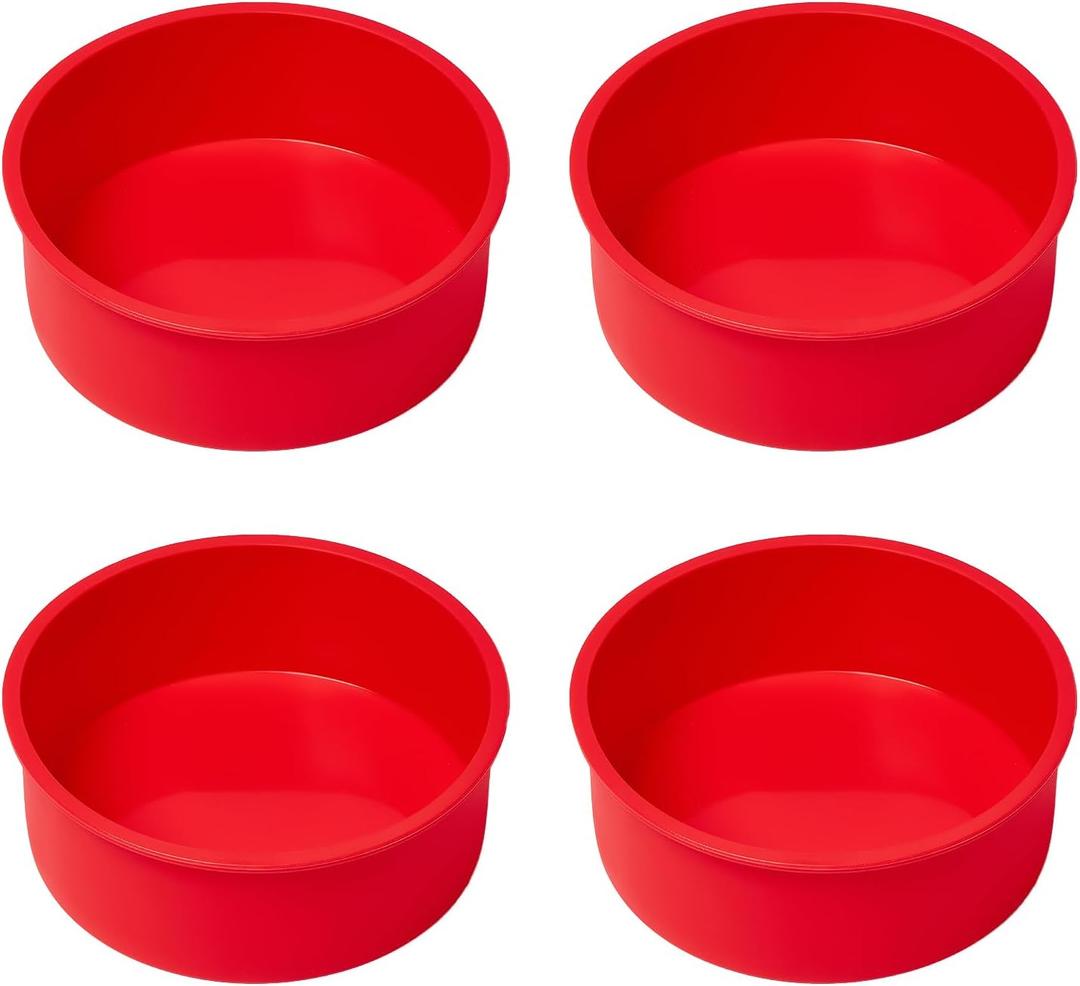 saphe Silicone 6 Inch Cake Pans - Round Baking Molds, Set of 4 Cake Molds for Layer Cake, Cheesecake, Rainbow Cake