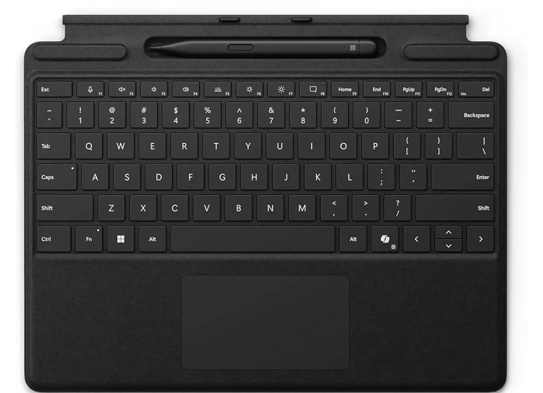 Microsoft Surface Pro Keyboard with Pen Storage, Compatible with Copilot+ (11th Edition), Surface 9 and 8, Alcantara Material, Black