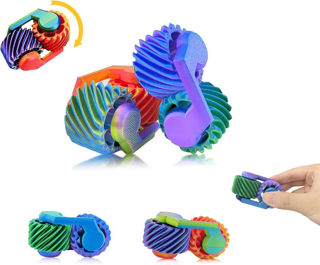 2pcs 3D Printed Gear Stress Relieving Toy, Fidget Toys for Kid & Adult, Anxiety Relief Items Ideal for Autism & ADHD, Portable Sensory Toy Tool for Anxiety & Focus Perfect Christmas Birthday Gift