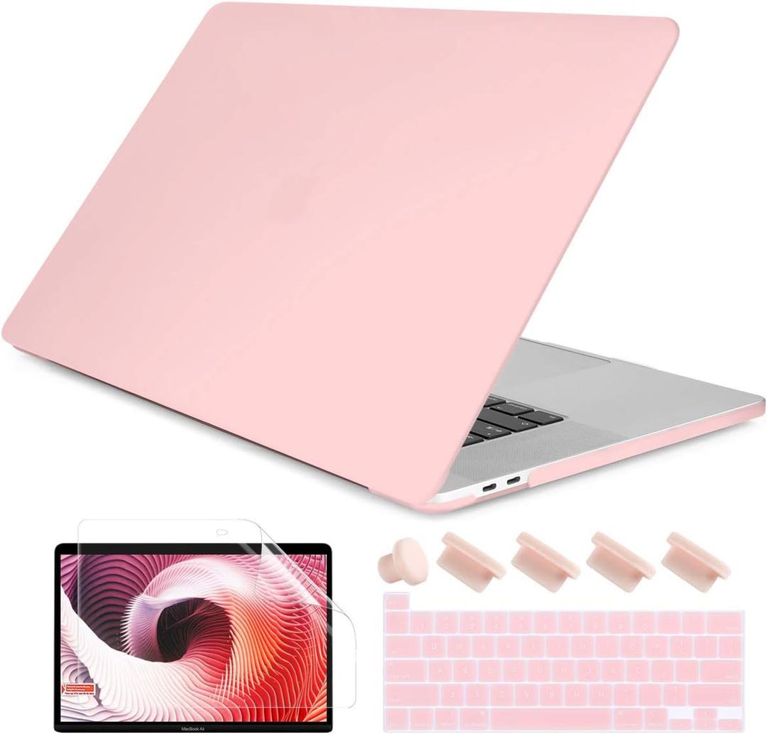 DONGKE Compatible with Older MacBook Pro 16 inch Case 2020 2019 A2141, Matte Plastic Hard Shell Case & Keyboard Cover for MacBook Pro 16 inch with Retina & Touch Bar Fits Touch ID, Solid Pink