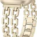 Wearlizer Metal Band Compatible with Fitbit Versa 4 Bands for Woman/Versa 3/Sense 2/Sense Bands Women, Dressy Chain Strap Designer Stainless Steel Bracelet Wristband (Champagne Gold)