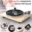 Turntables Record Players Wireless Output Carbon Fiber Tonearm Aluminium Platter Belt-Drive LP Turn Tables Audio Phono RCA Line Out AT-3600L MM Cartridge Vintage Retro Pale Wood Walnut