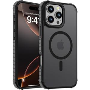 DEERLAMN Strong Magnetic Case for iPhone 16 Pro Max 6.9-Inch,[Compatible with Magsafe][Military Grade Drop Protection] Translucent Matte Shockproof Protective Phone Cover-Frosted Black