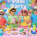 24 Pack Pool Summer Party Favors Cups with Straws and Lids, Reusable Plastic Summer Cups for Kids, Hawaiian Luau Beach Birthday Themed Drinkware Decorations Supplies, Large