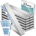 12 Pack Strong Neodymium Bar MagnetsPowerful Rare Earth Neodymium Magnets with Double-Sided Adhesive Perfect for Fridge, Garage, Kitchen, Craft, Office etc 60 x 10 x 3 mm