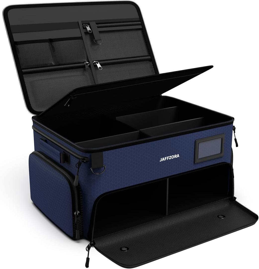 4-Layer Golf Trunk Organizer, Golfer Gifts for Men Women with Separate Ventilated Compartment for 2 Pairs Shoes, Waterproof Car Golf Locker Storage Bag for Golf Gear and Accessories,Blue