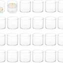 Votive Tea Light Holders Bulk - Clear Glass Tealight Candle Holder for Floating Candle as Candlelit Dinner Wedding Party Events Birthday Reception Centerpiece Accessories, Holiday Decor, 20pcs+Extra 4 (2x2.2inch)