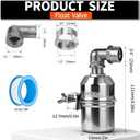 1/2 304 Stainless Steel Automatic Water Level Control Float Valve for Water Tank, Cattle Trough, Pools, Livestock (With Elbow, Metal Clip, 1/2" to 3/4" adapter) (2-Pack)