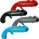 Cap Shooting Bottle Opener Gun - Launches Caps for World Cup Parties, BBQs & Adult Gatherings, Fun Gadget for Men, Unique Gag Gift for Sports Events (Blue red black gray)