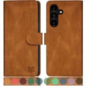 SUANPOT for Samsung Galaxy S24 5G Wallet case with RFID Blocking Credit Card Holder,Flip Book PU Leather Protective Cover Women Men for Samsung S24 Phone case Light Coffee