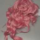 Angzon Long Pink Wavy Wig Middle Part for Women 26 Inch Light Pink Curly Wavy Wigs Natural Looking Synthetic Heat Resistant Fiber Wig for Daily Party Use