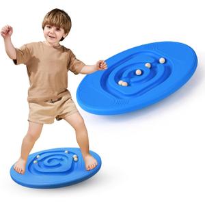 Kids Maze Balance Board - Wobble Trainer for Ski Surf Snowboard, Non-Slip Sensory Rocker Ages 3-12, Core Therapy & Skate Prep (Ocean blue)