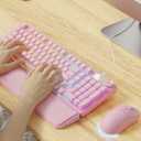 EWEADN C98 Wired Keyboard and Mouse Combo, Wired Computer Keyboard with Wrist Rest, Double-Shot Keycaps, Silent RGB Backlit Keyboards for Windows/PC/Laptop - Pink