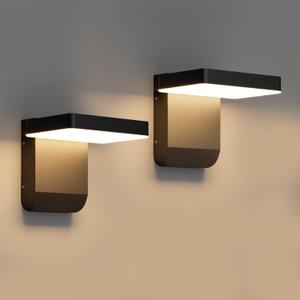 2-Pack Outdoor Rotatable Wall Lights 350 Adjustable Head Modern Porch Light LED Wall Sconce Black Exterior Wall Lights Modern Lights for House, 3000K