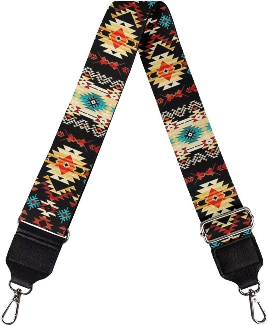 GLENLCWE Tribal Native Indian African Aztec Print Wide Purse Strap Replacement Belt Adjustable Shoulder Strap for Crossbody/Canvas/Purse/Handbag