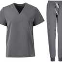 PuriPure Scrubs for Women Set Nurse Uniform Scrubs 4 Way Stretch V-Neck Scrub Top & Jogger Pant with 6 Pockets Scrub Set S