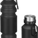 Nefeeko Collapsible Water Bottle, Reuseable BPA Free Silicone Foldable Water Bottles for Travel Gym Camping Hiking, Portable Leak Proof Sports Water Bottle with Carabiner