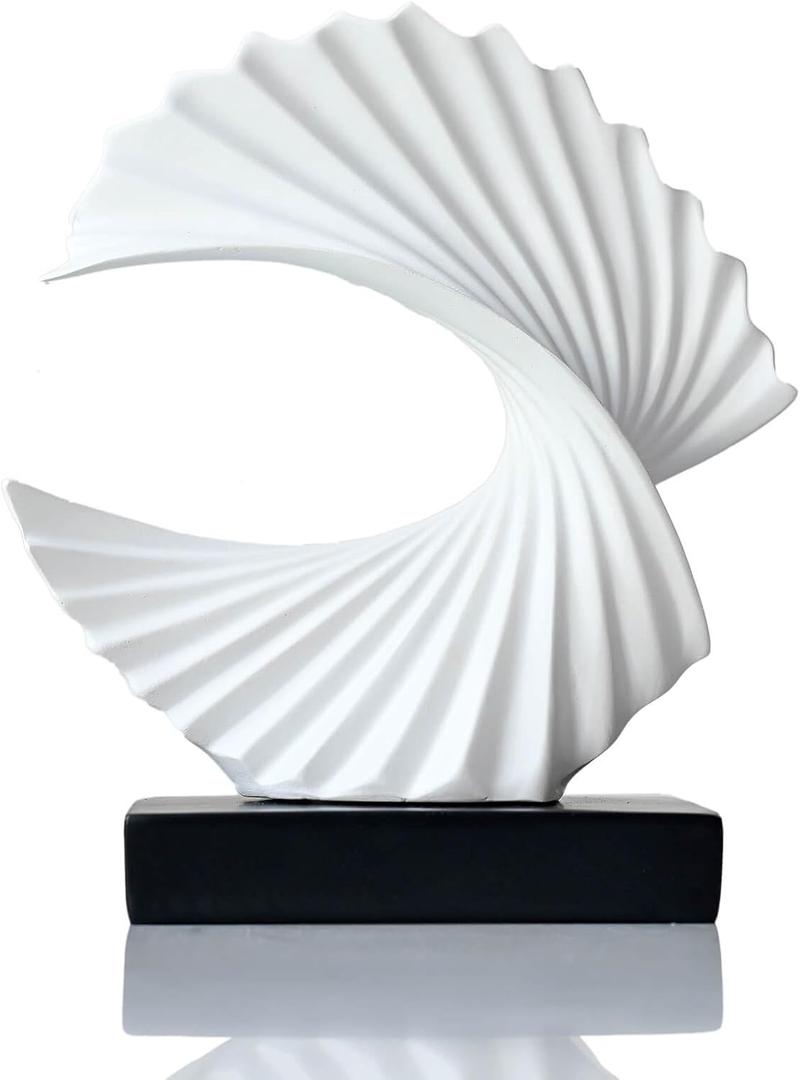 Modern White Ocean Wave Sculpture – Abstract Resin Statues for Home Decor, Elegant Coffee Table Decor for Living Room, Unique Home Décor Accents & Art Deco Decor for Office, Shelf, or Entryway