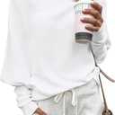 Zenlonr Women's Fall Sweaters 2025 Casual Long Batwing Sleeve Loose Off Shoulder Knit Pullovers Jumper Tops (X-Large, White)
