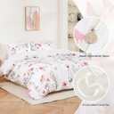 Duvet Cover King Size-100% Washed Microfiber Floral Duvet Cover Set,Soft and Breathable 3 Pieces Bedding Set,106x90 Inches Duvet Cover with Zipper Closure and 8 Ties,2 Pillow Shams